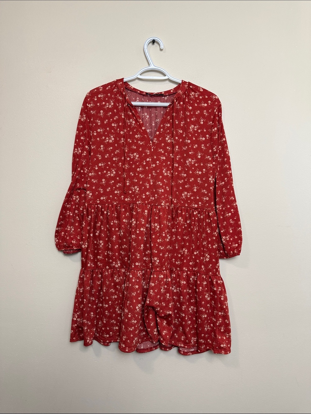 Reitmans Floral Tiered Dress S Long Sleeve Boho Midi - Picture 2 of 8